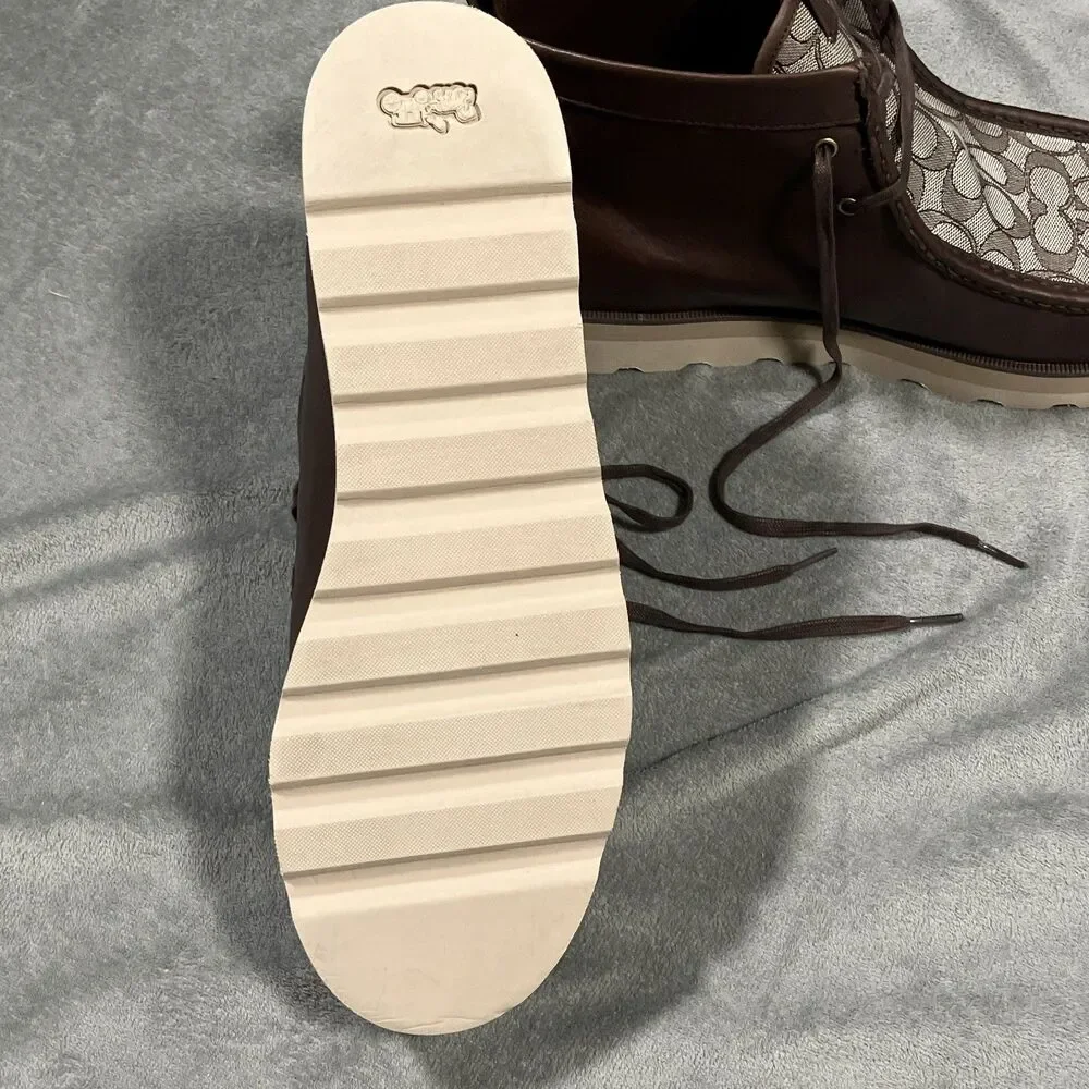 Coach Men's Size 13D Shoes Coach Signature Logo Jacquard Lace-up Boot. New